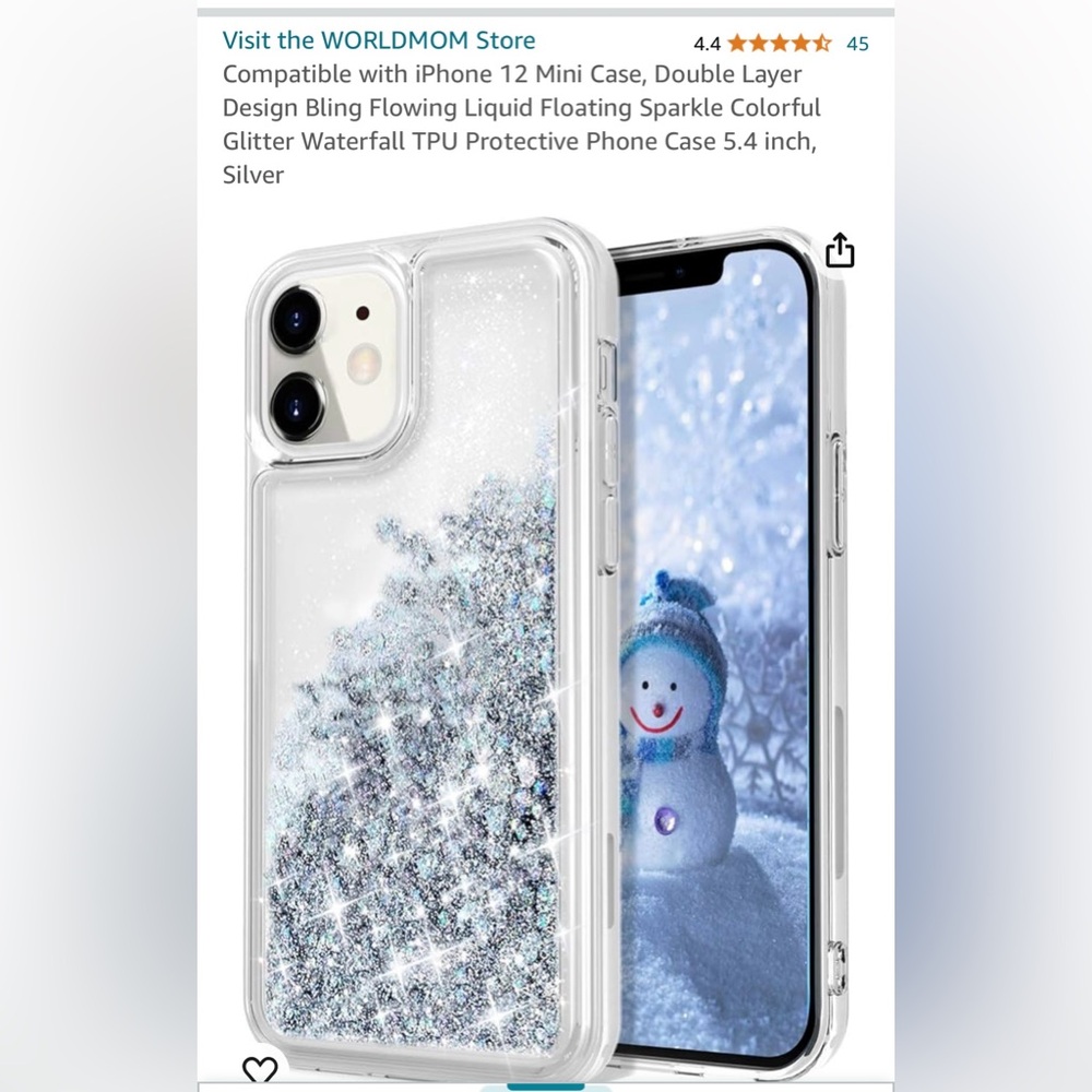 iPhone 12 Mini Case, Flowing Liquid Floating Sparkle Colorful Glitter Waterfall